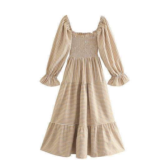 Flowdy Plaid Elastic-Waist Flowy Dress