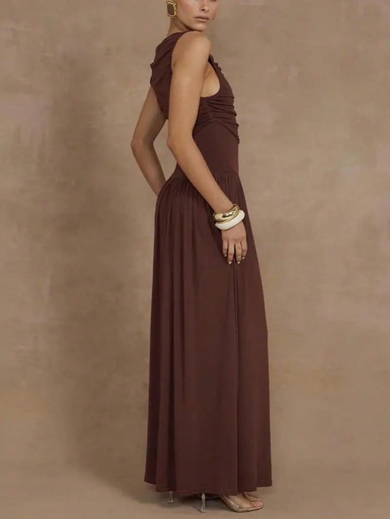 Maxi Sleeveless Elegant Dress with Ruffles