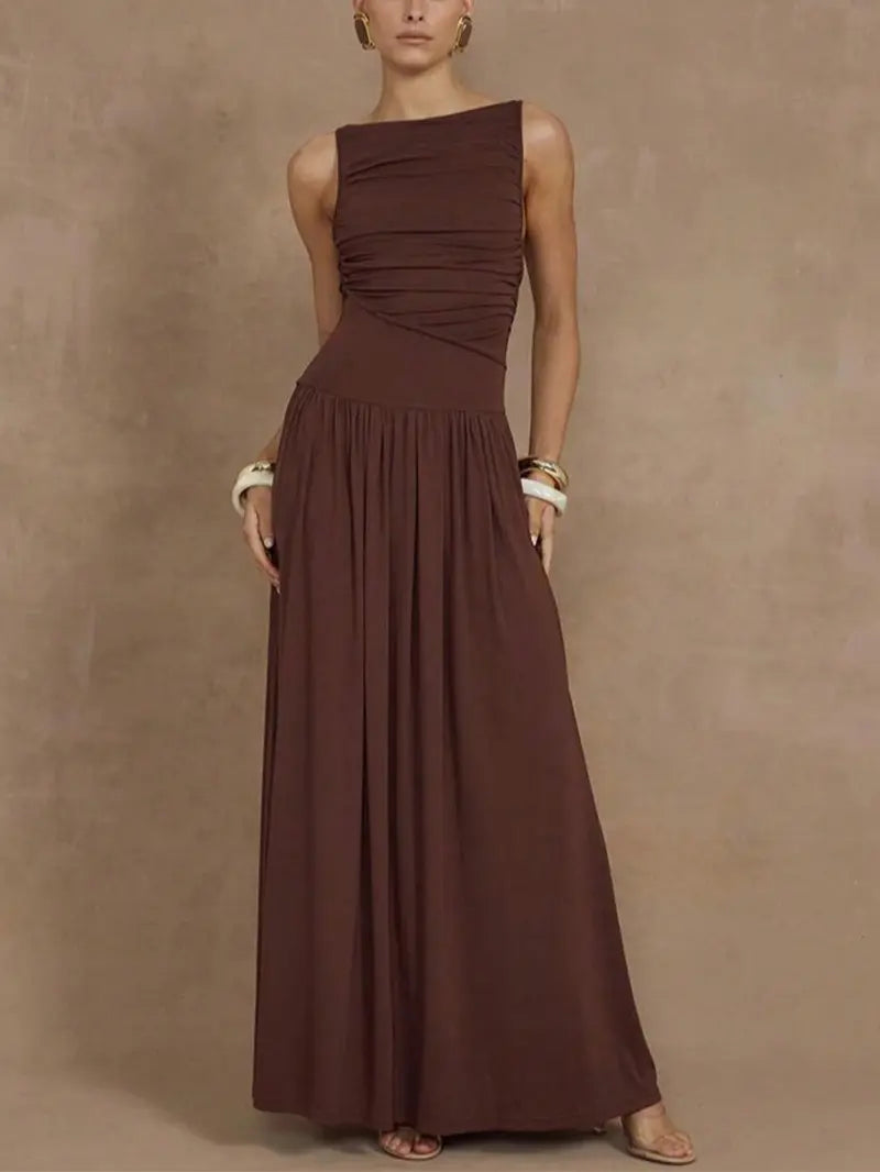 Maxi Sleeveless Elegant Dress with Ruffles