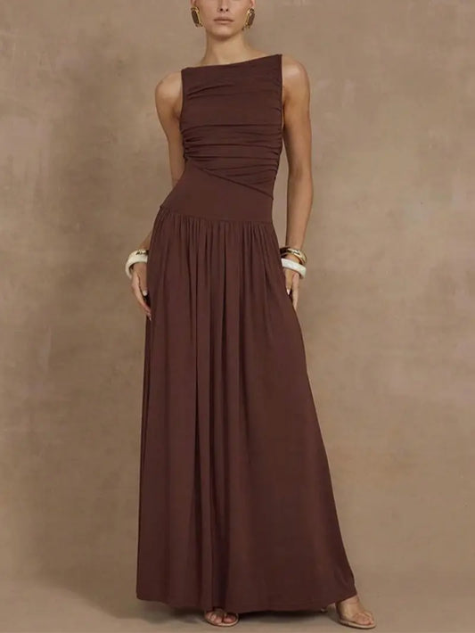 Maxi Sleeveless Elegant Dress with Ruffles