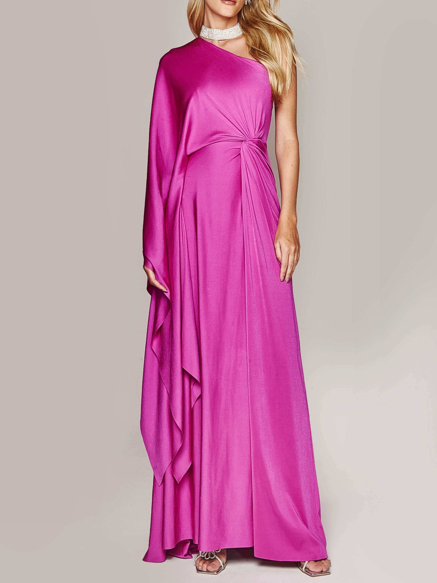 One-Shoulder Twist Elegant Maxi Dress