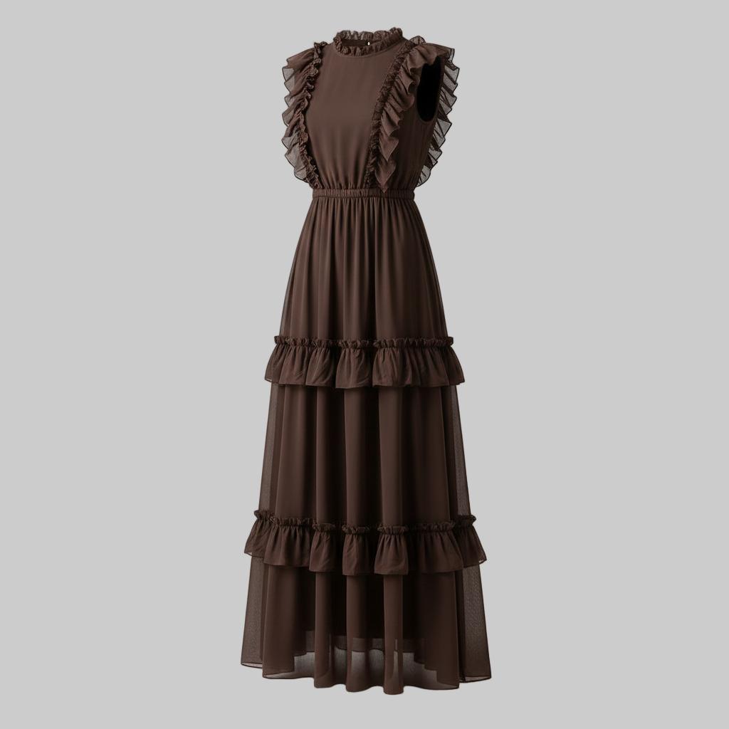 Maxi Sleeveless Elegant Dress with Ruffles