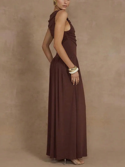 Maxi Sleeveless Elegant Dress with Ruffles