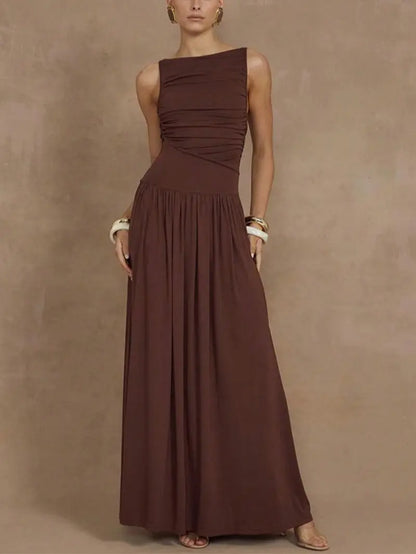 Maxi Sleeveless Elegant Dress with Ruffles
