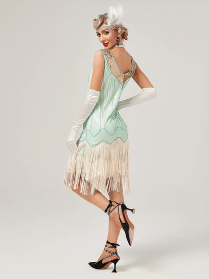Retro V-Neck Tassel Cocktail Dress