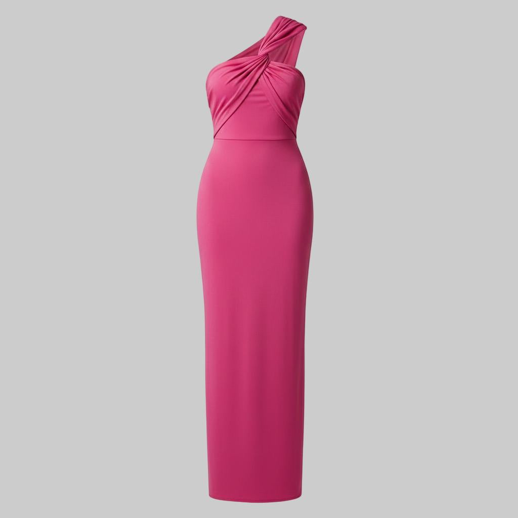 One-Shoulder Twist Elegant Maxi Dress