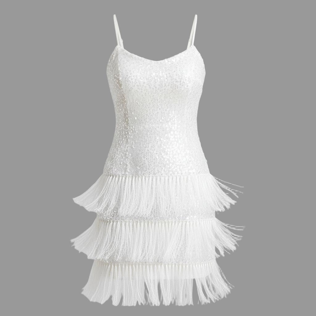 Strappy Sequin Tassel Cocktail Dress