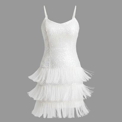 Strappy Sequin Tassel Cocktail Dress